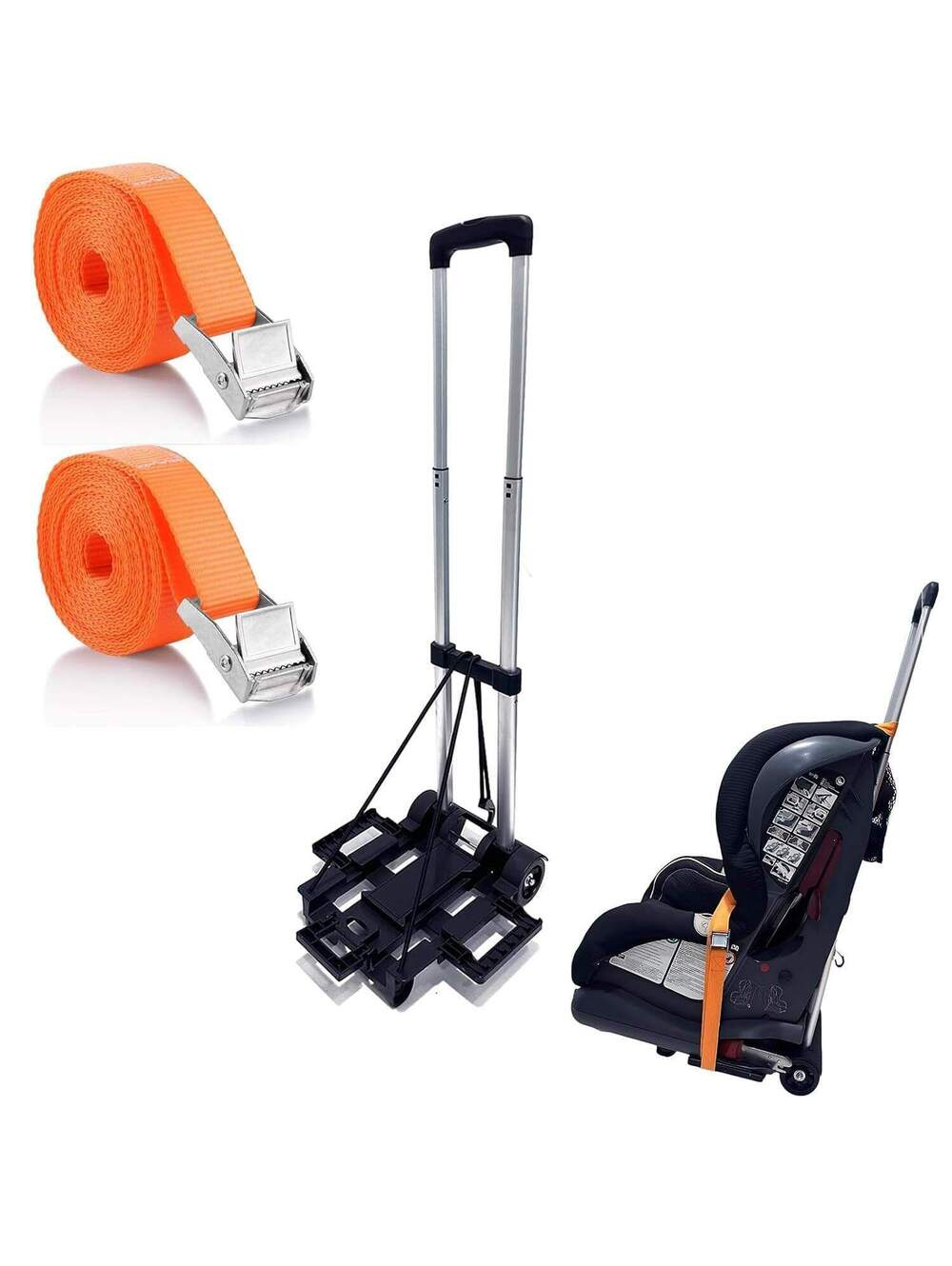 Car Seat Dolly for Airport Travel - Foldable Cart & Roller, Supports 90lbs